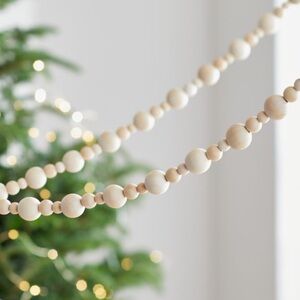 Crate and Barrel - Set of 2 Natural Wood Bead Garland 12 ft NWT (6ft each)